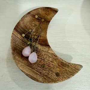 ✨ Rose Quartz Faceted Teardrop Dangle Earrings Gold Tone Hooks ✨